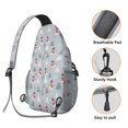 thumbnail image 3 of Sling Backpack,Light Blue Christmas Snowman and Tree Pattern Sling Bag with Water Bottle Holder,Waterproof Sling Bag for Men/Women with Headphone Jack for Hiking,Travel, 3 of 6