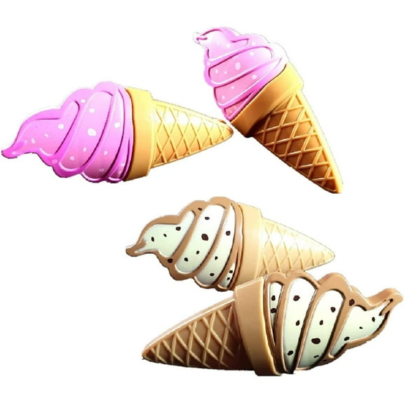 2 Set (4 Ct) White Ice Cream / Pink Ice Cream Beach Towel Clips Jumbo Size for Beach Chair, Cruise Beach Patio, Pool Accessories for Chairs, Household Clip, Baby Stroller