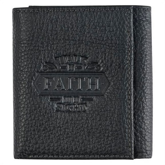 Christian Art Gifts 224604 Full Grain Wallet for Men Walk by Faith 2 Corinthians 5-7
