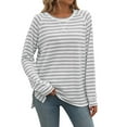 thumbnail image 2 of Rigardu Women's Long Sleeve Solid Color Round Neck Fashion T Shirt Gray Xxl, 2 of 6