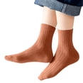 thumbnail image 5 of Unisex boys Girls Cotton Socks Solid Color Soft Stretchy Ankle Socks Kids Casual Comfy Socks for Everyday Wear Brown 6-8 Years, 5 of 6