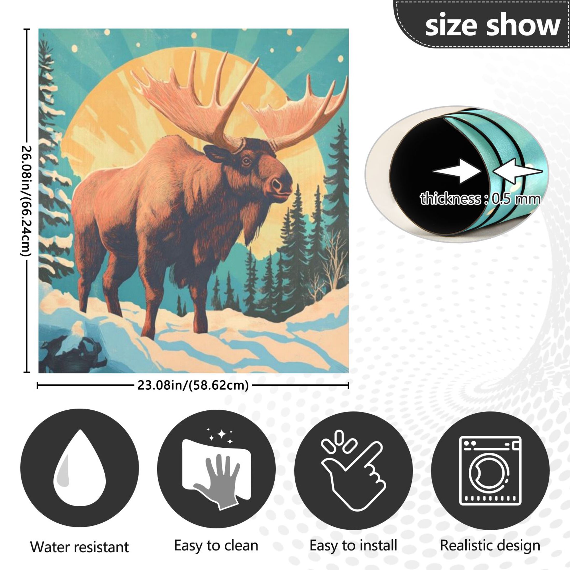 Dishwasher Magnetic Sticker 23x26 Inch Refrigerator Magnetic Sticker Washing Machine Magnetic Sticker Kitchen Panel Magnetic Sticker Home Decor Brown Bighorn Deer