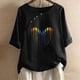 thumbnail image 4 of Blusas de Manga Corta para las Mujeres Impresas Cuello Redondo Camiseta Casual, Blusa de Algodón de Imitación para las Mujeres, 4 of 4