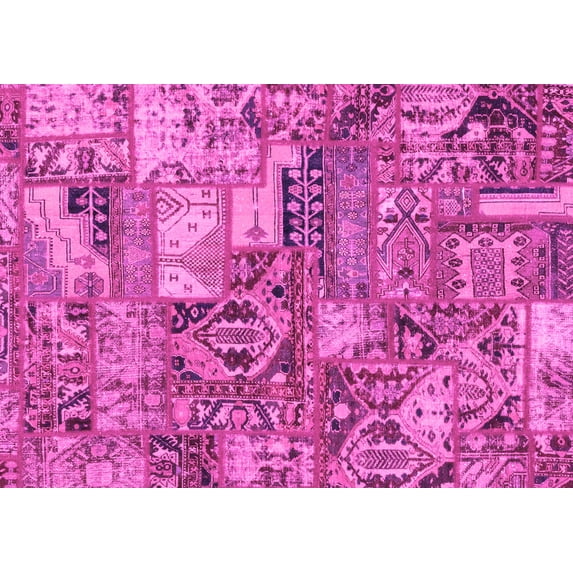 Ahgly Company Indoor Rectangle Abstract Pink Modern Area Rugs, 6' x 9'