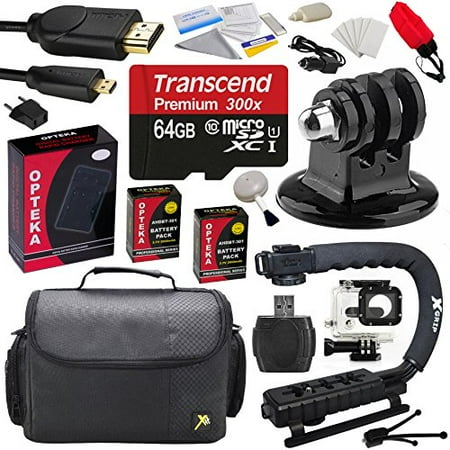 Pro Kit for GoPro Hero3 with 64GB MicroSDHC Memory Card, x2 AHDBT-301, Charger, HDMI Cable, Adapter, Action Stabilizing Grip, Case, Floating Strap, Underwater Housing, Cleaning Kit with Bonus Tripod Pro Kit for GoPro Hero3 with 64GB MicroSDHC Memory Card, x2 AHDBT-301, Charger, HDMI Cable, Adapter, Action Stabilizing Grip, Case, Floating Strap, Underwater Housing, Cleaning Kit with Bonus Tripod