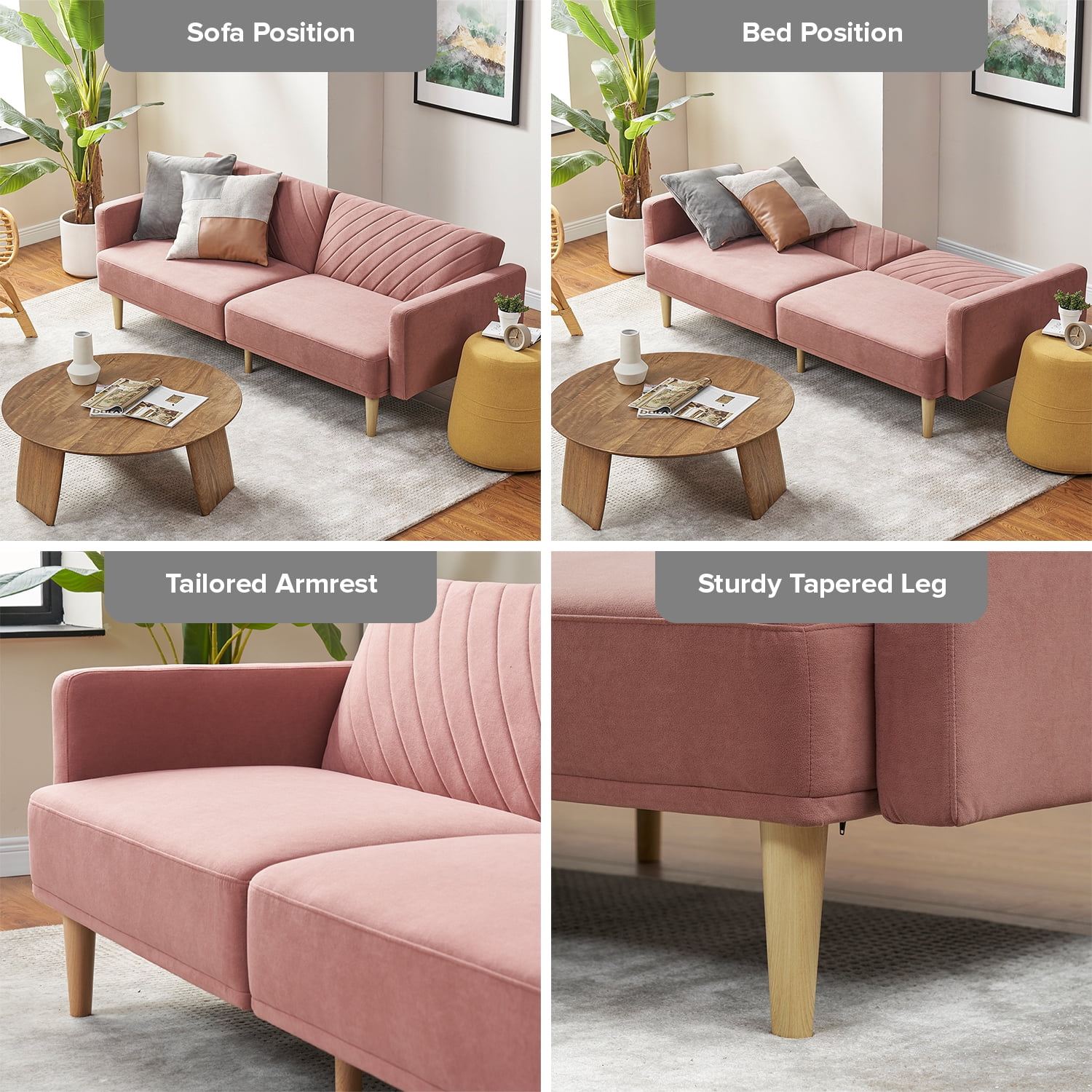 Buy Mopio Chloe Futon Sofa Bed Convertible Sleeper Sofa with Tapered