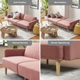 thumbnail image 5 of Mopio Chloe Futon Sofa Bed Convertible Sleeper Sofa with Tapered Legs Old Rosa Red Velvet, 5 of 8