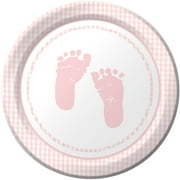 Plaid Baby Girl Dessert Plates, 8pk