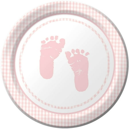 Plaid Baby Girl Dessert Plates, 8pk