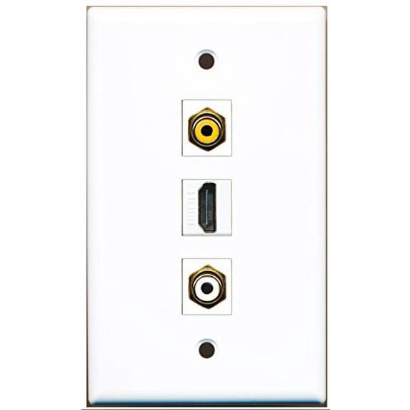 RiteAV - 1 Port HDMI and 1 Port RCA White and 1 Port RCA Yellow Wall Plate