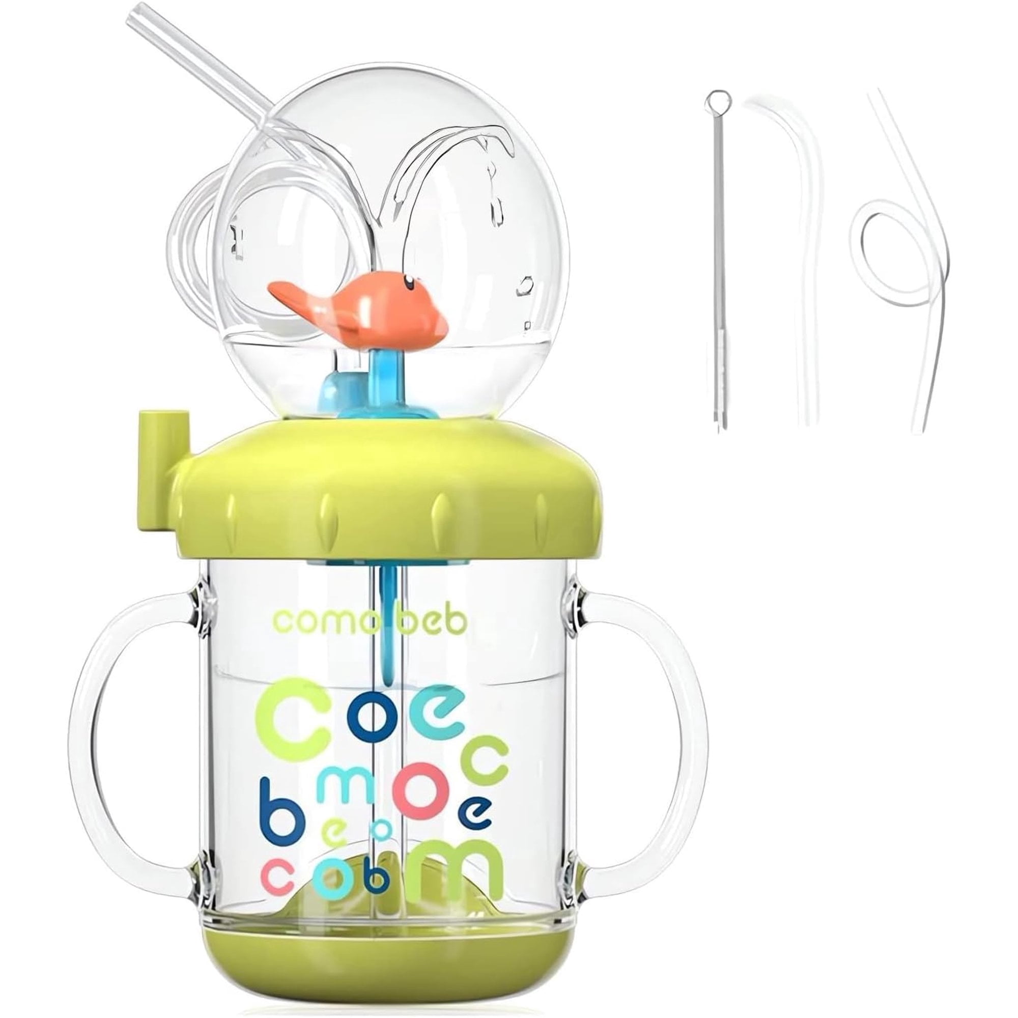 Sippy Cup with Straw Spill Proof Weighted Straw Cup for Toddlers with Handles Whale Squirt Water Cup for Baby Drinking Tritan Water Bottle BPA Free Trainer Sippy Cups for 1+ Year Old(7.7oz)