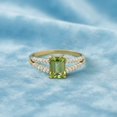 thumbnail image 4 of 7X5MM Emerald Cut Peridot 925 Sterling Silver Gold Vermeil Solitaire Women Valentines Day Gifts Ring, 4 of 7