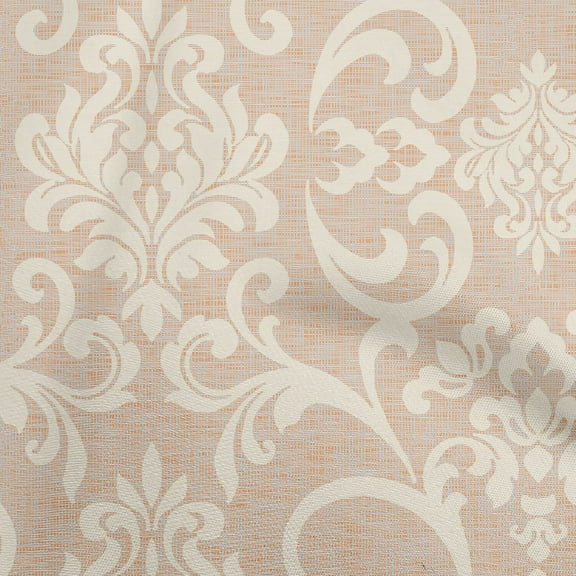 oneOone Polyester Spandex Peach Fabric Damask Sewing Material Print Fabric By The Yard 56 Inch Wide