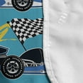 thumbnail image 4 of Race Car Microwave Oven Cover, Racing Cursive Calligraphy with Flags in Checkered Design and Sports Car, Water Resistant Organizer with Pockets Kitchen, 36" x 12", Blue and Multicolor, by Ambesonne, 4 of 4