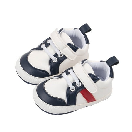 

Mubineo Infant Baby Boys Sneakers Stripe PU Leather Anti-Slip Soft Sole Prewalker Toddler First Walker Shoes