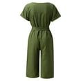 thumbnail image 4 of Women Casual Solid V Neck Short Sleeve Button Pocketed Wide Leg Jumpsuits Romper With Belt Womens Jumpsuits And Rompers Elegant Comfy Jumpsuits Romper Long Sleeve Rompers with Open Legs by Body Denim, 4 of 8