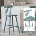 thumbnail image 6 of Dayalane Windsor Bar Stools Set of 2, 26" Farmhouse Wooden Counter Height Barstools with Spindle Back & Footrest, Armless Kitchen Island Stools for Bistro, Pub, Breakfast Bar,Blue Grey, 6 of 9
