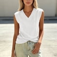 thumbnail image 7 of ClodeEU Women's V Neck Sleeveless Tank Top ,Solid Color Casual Summer Tops White,Women's Plus S, 7 of 7