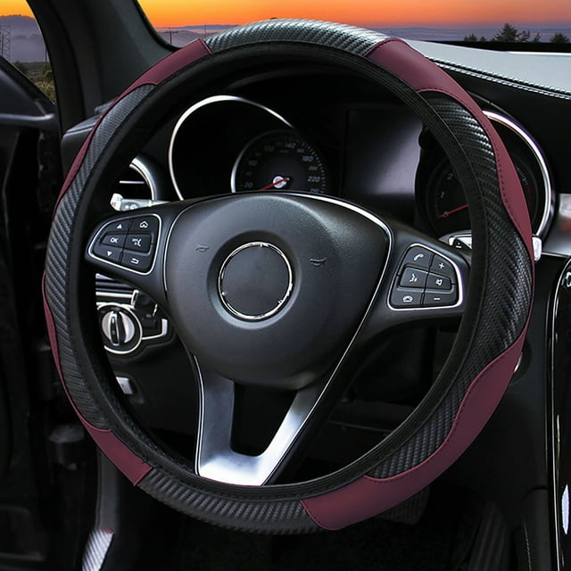 Housse de Volant de Voiture, Facile Installer Couverture de Volant de Direction Confortable Exécution Fine pour Véhicule Noir, Rouge Noir, Vin Noir Rouge, Violet Noir, Bleu Noir