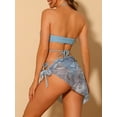 thumbnail image 3 of DARING DIVA Women's 3-Piece Bandeau Bikini Sets with Sarong Cover Ups M Light Blue, 3 of 6