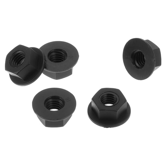 Unique Bargains 5 Pcs M6 Car Flange Nuts Nylon Flat Hex Lock Flange Nuts Non-Slip Lock Flange Black for Car Motorcycle