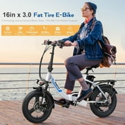 Vivi Electric Bike 16 x 3.0 Fat Tire Electric Bike 48V 350W Adult Folding Electric Cruiser Bike Step-Through Electric Bike 19.8MPH Commuter Electric Bike, UL2849 Certified