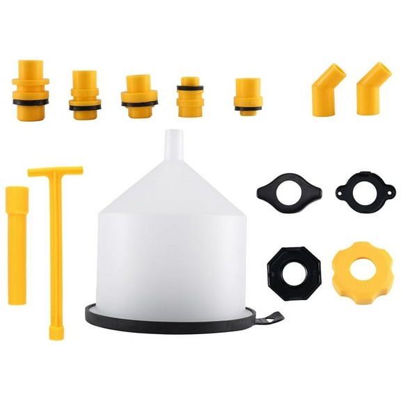 Spill Proof Coolant Filling Funnel Kit, Plastic, Metal Black/Yellow/Transparent, 15 Count