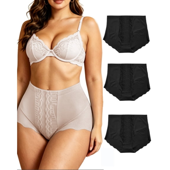 Women's High-Waisted Tummy Control Underwear - Seamless Shaping for All-Day Wear, 3 Black, Size S