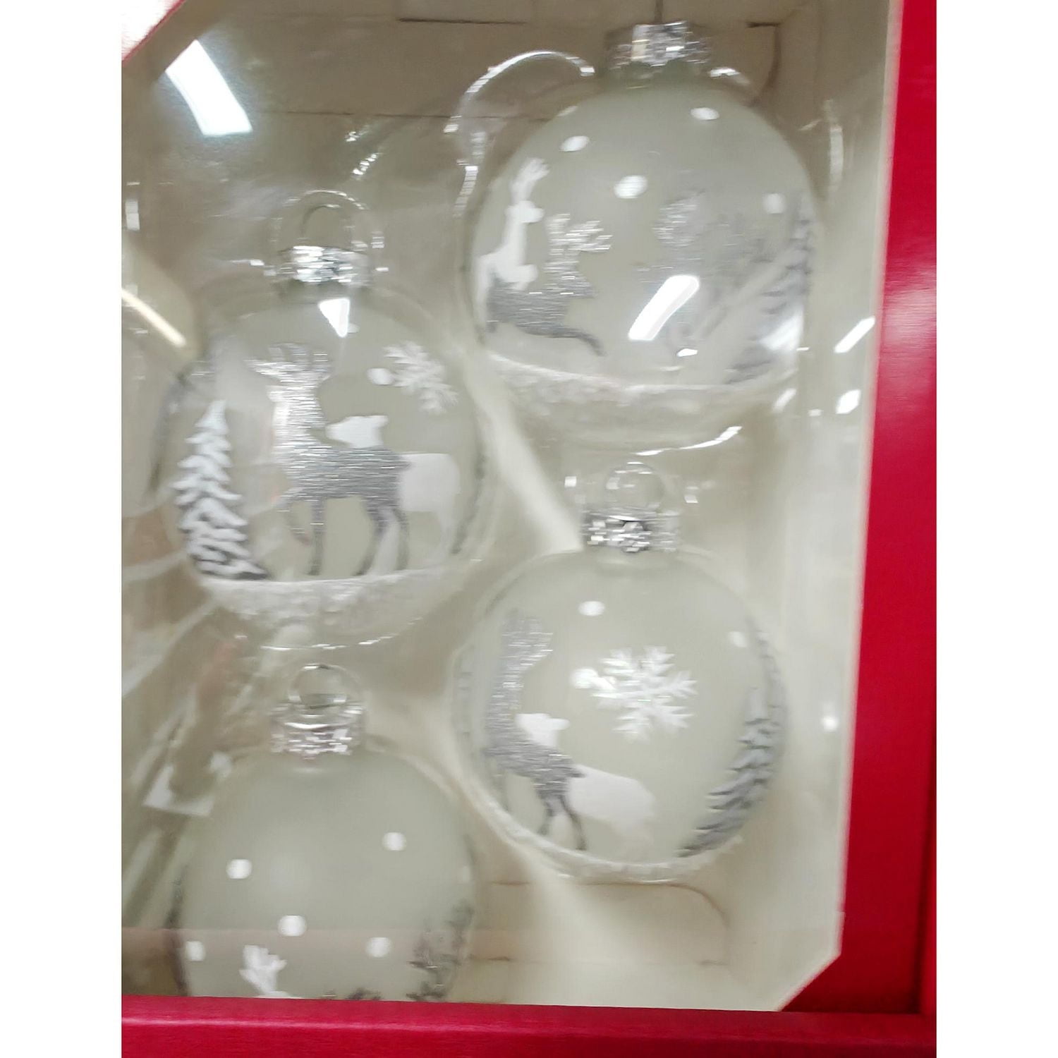 HOLIDAY TIME ORNEMENT EN VERRE DE CERF 65 MM x 4CT