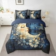 thumbnail image 2 of Manfei Boys Girls Chic Floral Moon Twin Bedding Sets 7-Piece,Bohemian Theme Bedding Comforter Set Microfiber,Starry Sky Breathable Sheet Sets,Microfiber Bedroom Decor,Reversible, 2 of 8