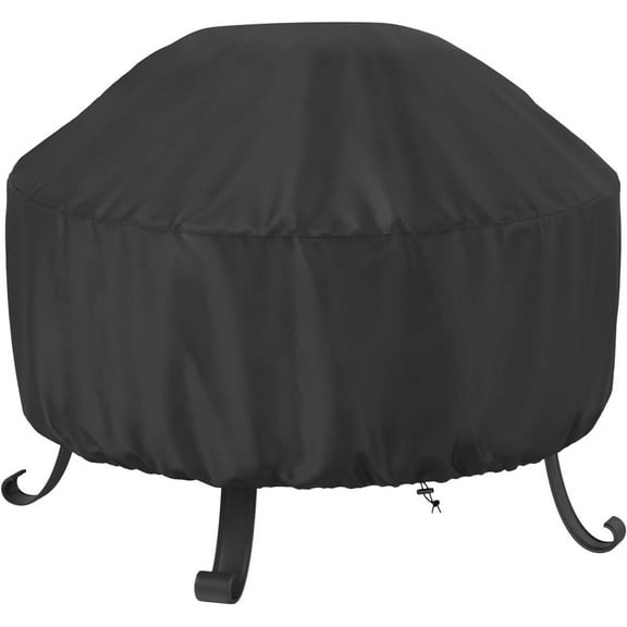 GoXteam Fire Pit Cover Round for Fire Pit 22-34 Inches, 420D Heavy Duty Waterproof Layer Outdoor Fire Pit Cover (34" D x 15" H)