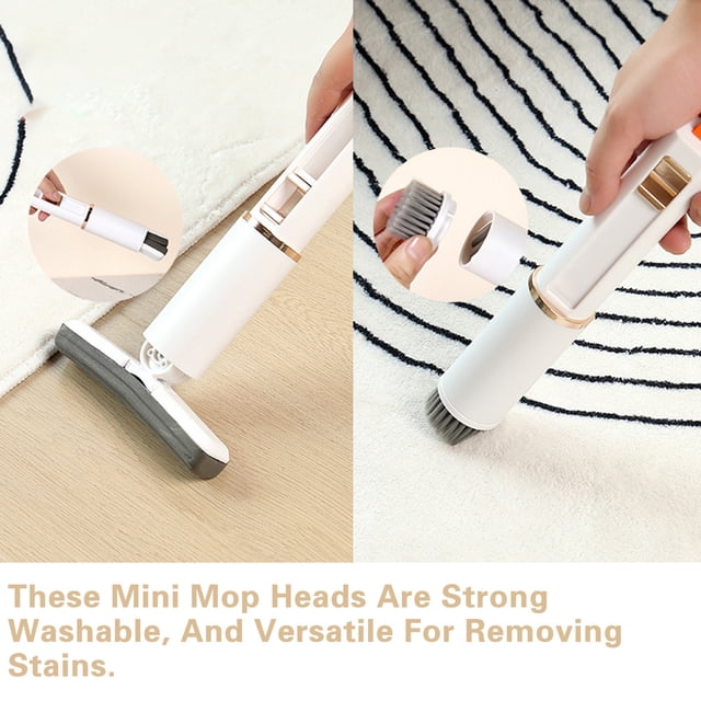 YAOMOBB Cleaning Mop Portable Mini Mop 2 in 1 Powerful Water Absorbent Compact Size Foldable Versatile Cleaning Tool with Brush