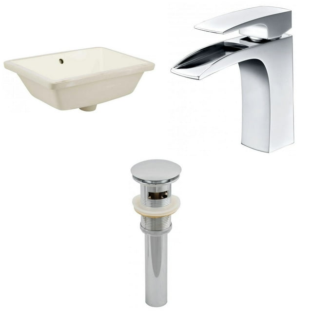 18.25-in. W CUPC Rectangle Bathroom Undermount Sink Set In Biscuit - Chrome Hardware - Overflow Drain Incl. AI-13003