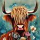 thumbnail image 1 of (ZQ182) Lleno Diamantes Concha Vaca Las Tierras Altas Escocesas Dibujos Animados Y Flores Serie Resina 30*30CM, 1 of 9