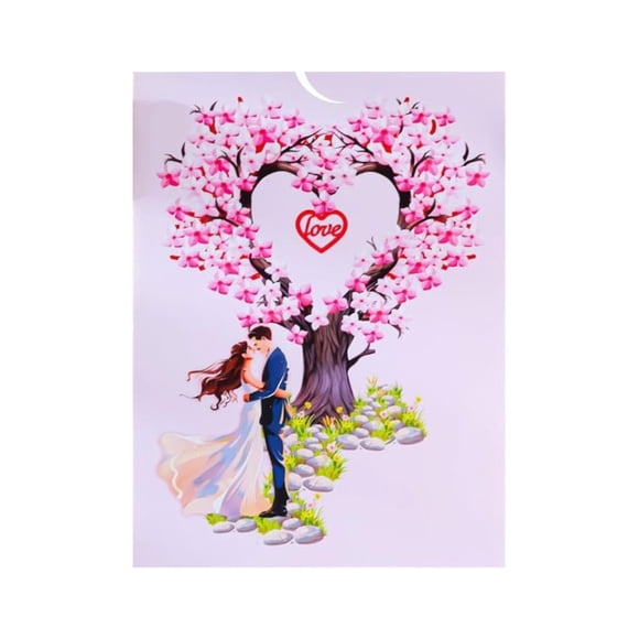 Cartes-cadeaux San Valentín'S Day Carte 3D up Fleur de Cerisier Cœur Arbre & Couple Carte de Vœux pour Elle/lui Anniversaire Carte d'Amour pour San Valentín Mariage & Pâques Carte de Vœux Carte de Vœux Vacances