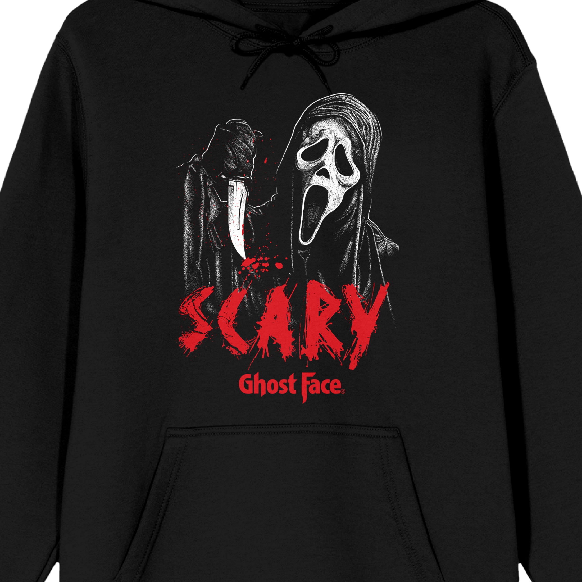 Ghostface Scary Long Sleeve Men's Black Hooded Sweatshirt-XXL