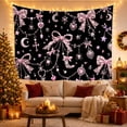 thumbnail image 3 of Pink Bow Charms with Moons and Spiders, Spooky Gothic Style for Gothic Decor Fans, Dark Wall Decor, Halloween Gift, Tapestry Wall Hanging for Bedroom and Dorm Room, 3 of 6