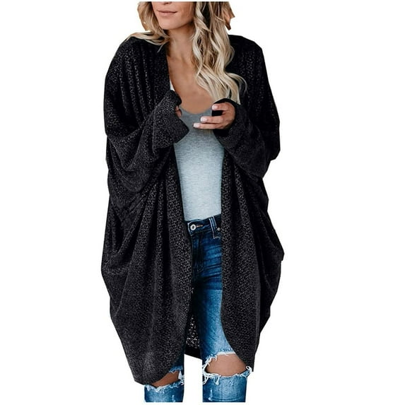 Uhndy 2022 Jackets for Women, Women Casual Christmas Printed Blouse Mid-Length Cardigan Long Sleeve Solid Tops Sweater Winter Coats Christmas Gifts for Women