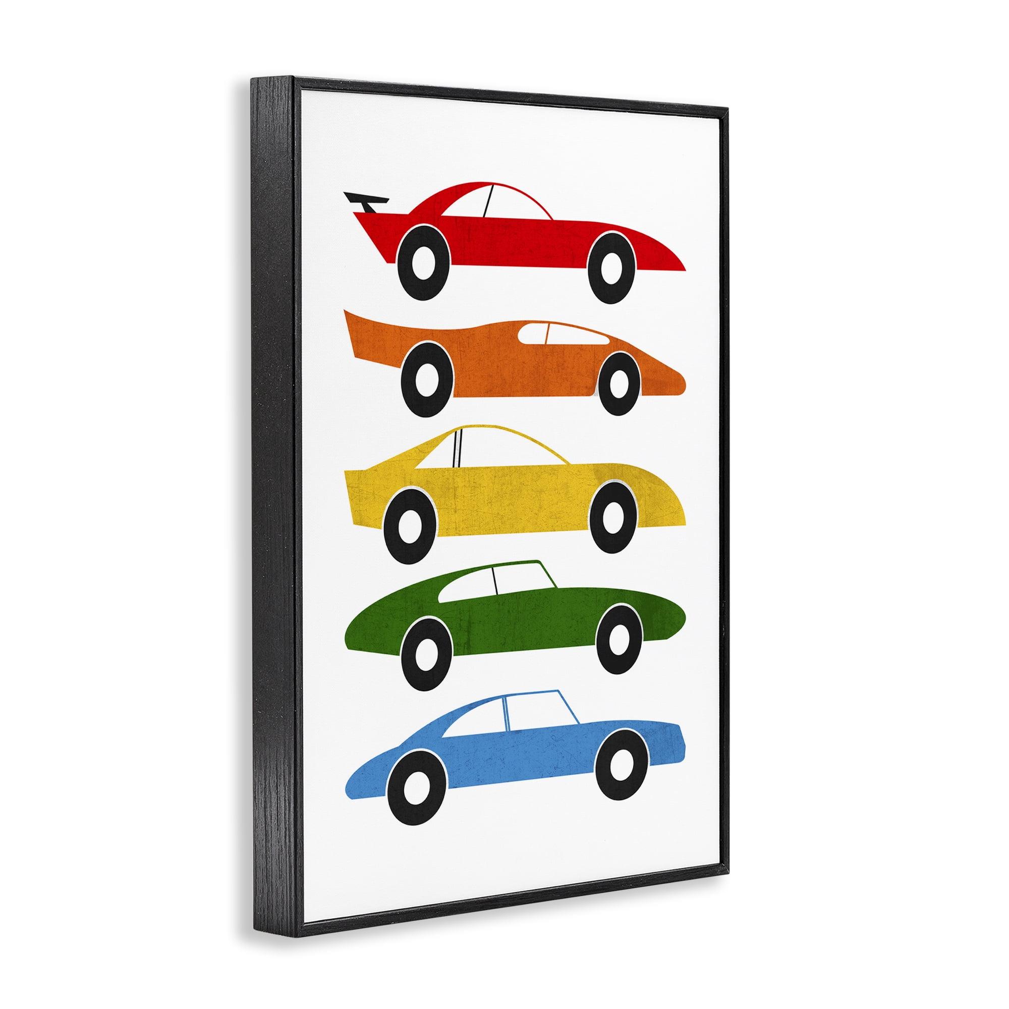 Stupell Industries Colorful Midcentury Cars Black Framed Giclee Art, design by Tom Quartermaine