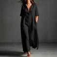 thumbnail image 2 of Bxsruta Womens Maxi Shirt Dress Casual Collared V Neck Short Sleeve Flowy Long Dresses with Pockets, 2 of 8