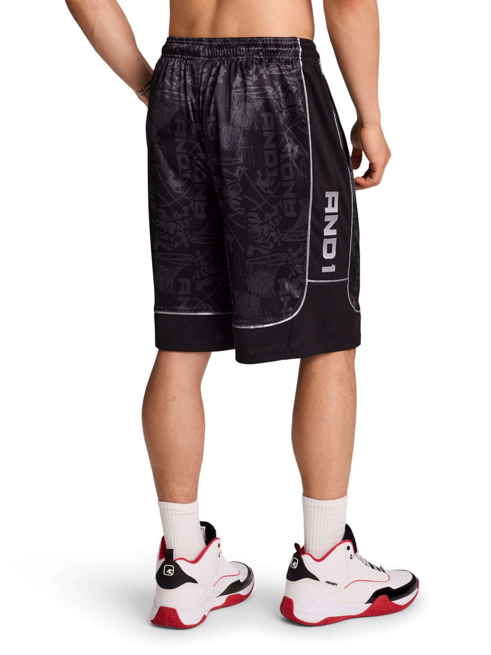 AND1 Men's and Big Men's All Court Short, 11" inseam, up to Size 5XL