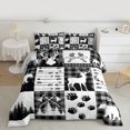 thumbnail image 2 of Feelyou Wildlife Elk Deer Twin Comforter Sets, Grey Buffalo Plaid Bedding Set, 2-Piece, 2 of 8