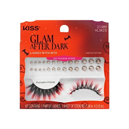 KISS Halloween False Eyelashes, ‘Pumpkin Potion’, 9mm-17mm, Full Volume, 1 Pair KISS Lashes