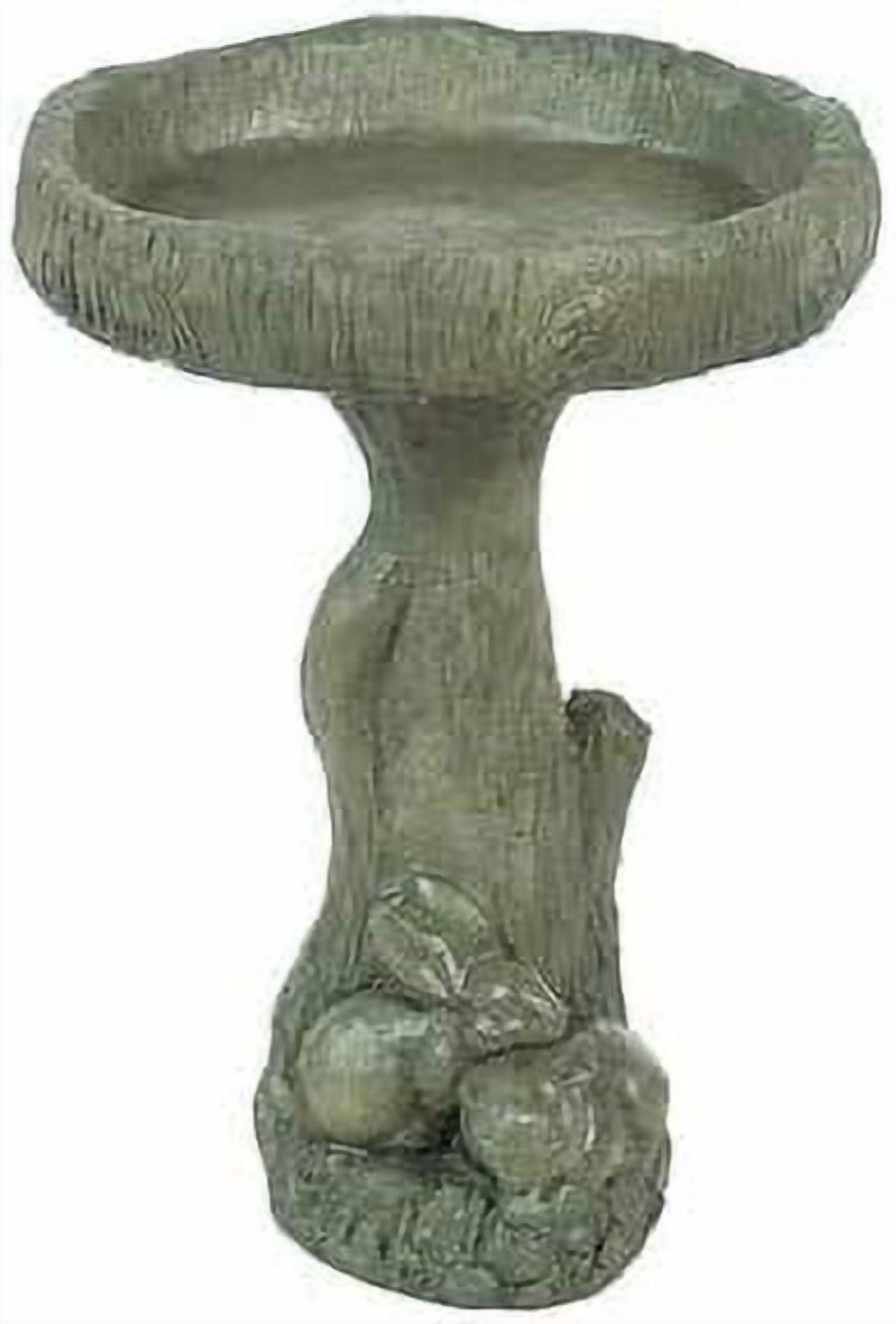 Solid Rock Stoneworks Double Bunnies/Tiny Wood Birdbath - Slate - 24" Tall x 16" Dia
