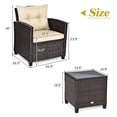 thumbnail image 6 of Rattan Patio Furniture Set 3 Pieces Outdoor Conversation Set with Cushions, 6 of 9