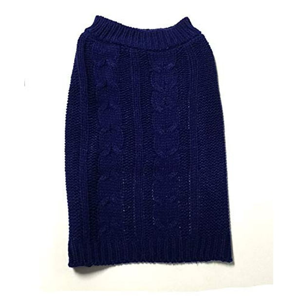 midlee cable knit dog sweater by (medium, navy)