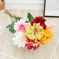 thumbnail image 3 of Fake Flower Non-fading Easy Care Long Lasting Realistic Fine Workmanship Decoration Plastic Chinese Style Dahlia Simulation Flower for Dining Room, 3 of 6