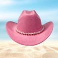 thumbnail image 2 of BRICH Womens Pearl Hat Shiny Cowboy Wide Brim Hat Party Hats Pink One Size, 2 of 3
