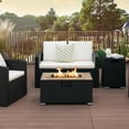 thumbnail image 4 of Gymax 32''x 20'' Propane Rattan Fire Pit Table Set w/ Side Table Tank & Cover 40,000 BTU, 4 of 10