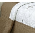 thumbnail image 3 of Marina Decoration Embroidered Stitching Coverlet Bedspread Ultra Soft Solid Bedding Summer Quilt Set with Quilted Sham, Brown Geometric Circles Pattern, 3 of 6